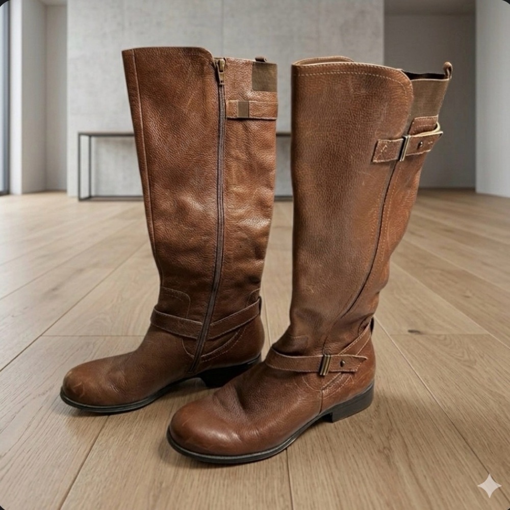 Naturalizer Chestnut Brown Leather Knee-High Riding Boots Women’s US 7